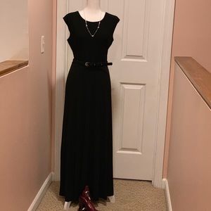 Black floor length pleated dress